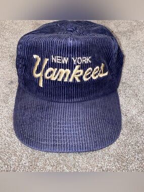 Vintage New York Yankees Blue Corduroy Hat MLB Sports Specialties Rare